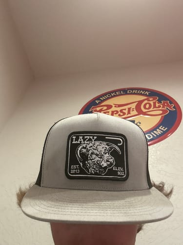 Customer photo review of Lazy J Ranch Silver & Black Elevation Classic Five Panel Trucker Hat