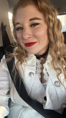 Customer photo review of Silver Glitter Freckles Makeup Patches