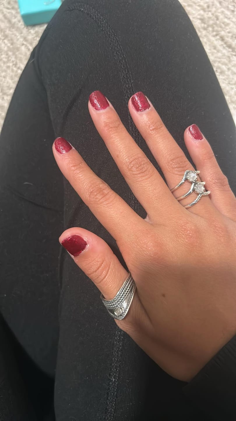 Customer photo review of Chevron Thumb Ring with Moonstone Sterling Silver