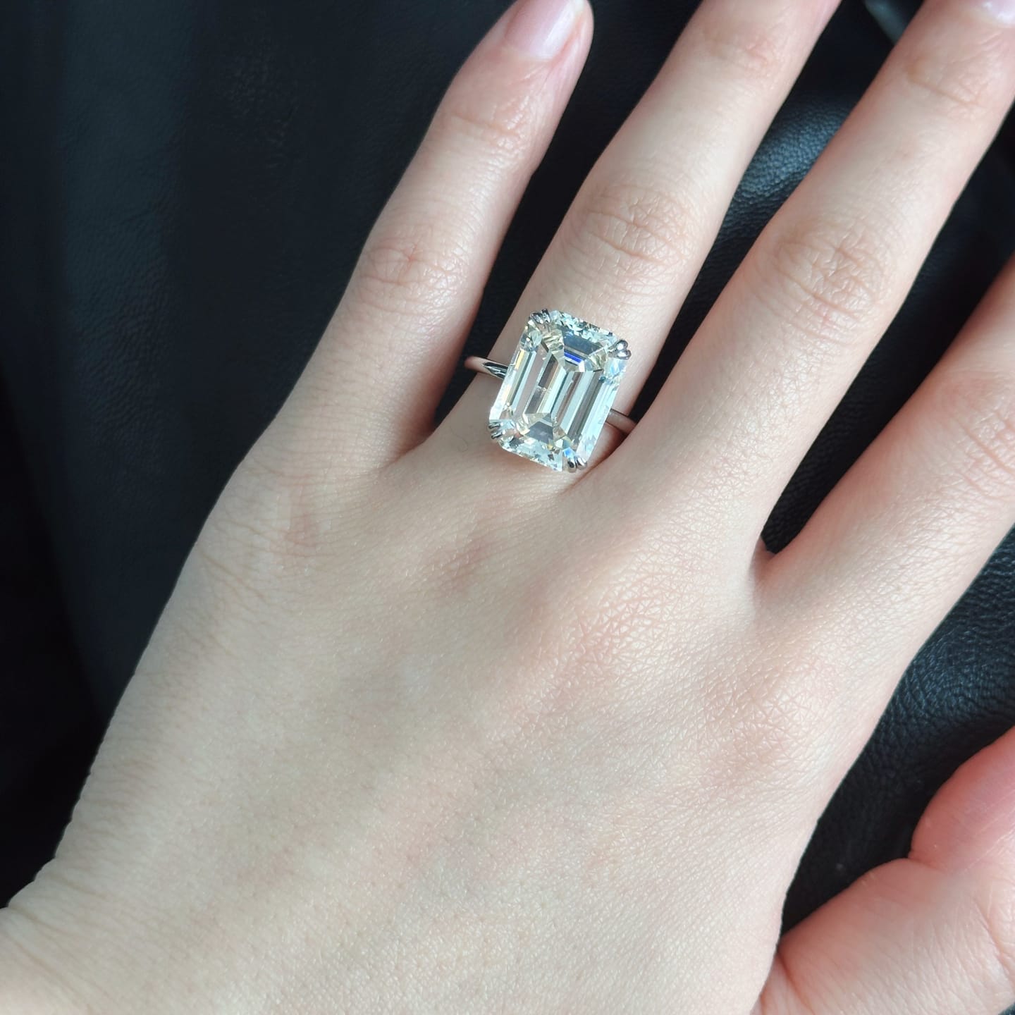 Customer photo review of S925 5.0/11.5 Ct Emerald Cut Engagement Ring In Sterling Silver Classic Everyday Wearable Ring