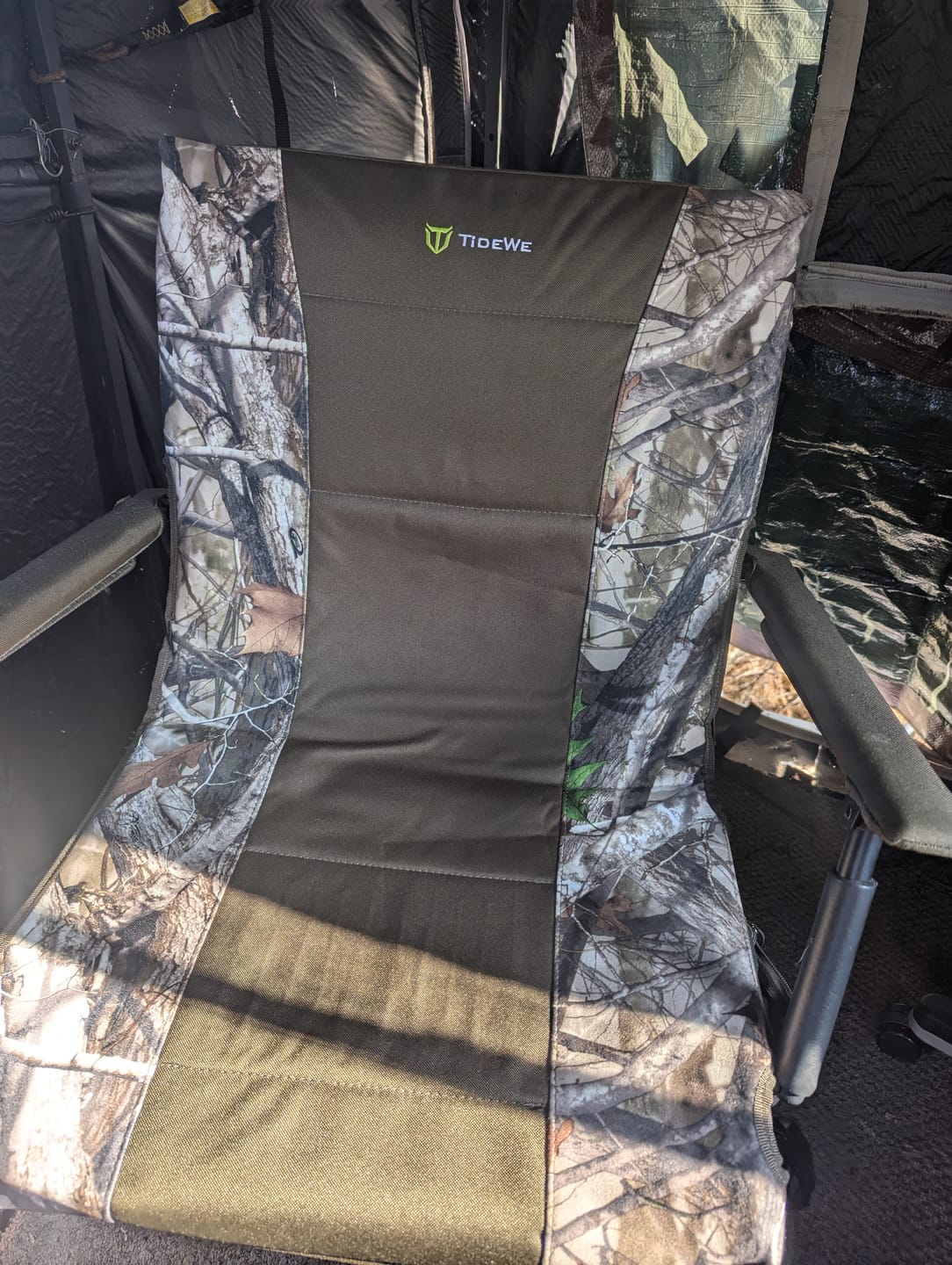 Customer photo review of TideWe Heated Hunting Chair Adjustable Height 360°  Swivel Blind Chair With Armrests