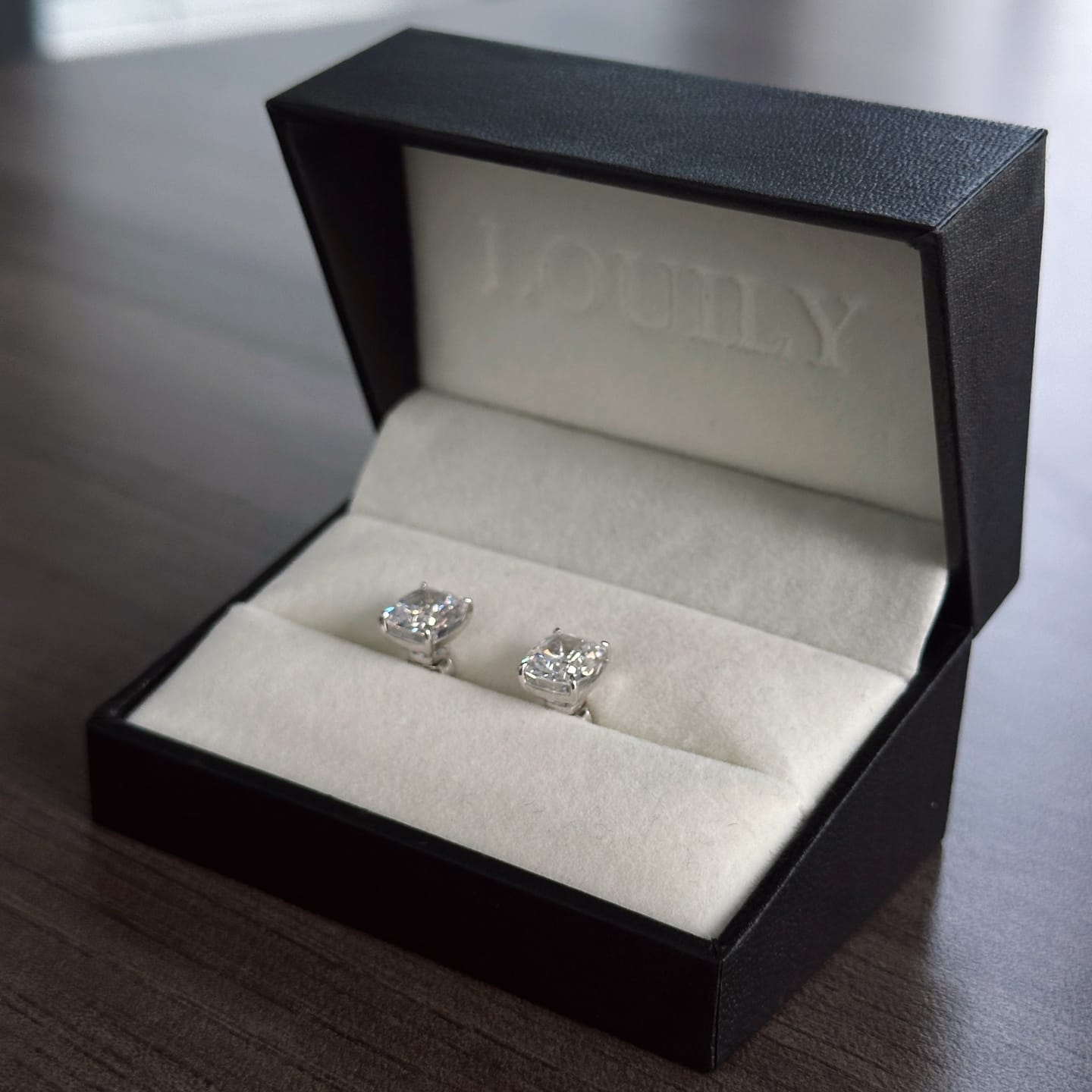 Customer photo review of S925 2.0Ct*2 Classic Cushion Cut Women's Stud Earrings In Sterling Silver For Everyday Wear