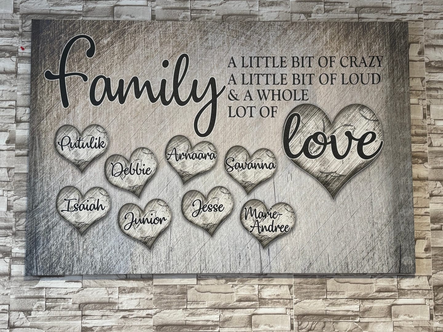 Customer photo review of Personalized "Family... Love" Premium Canvas