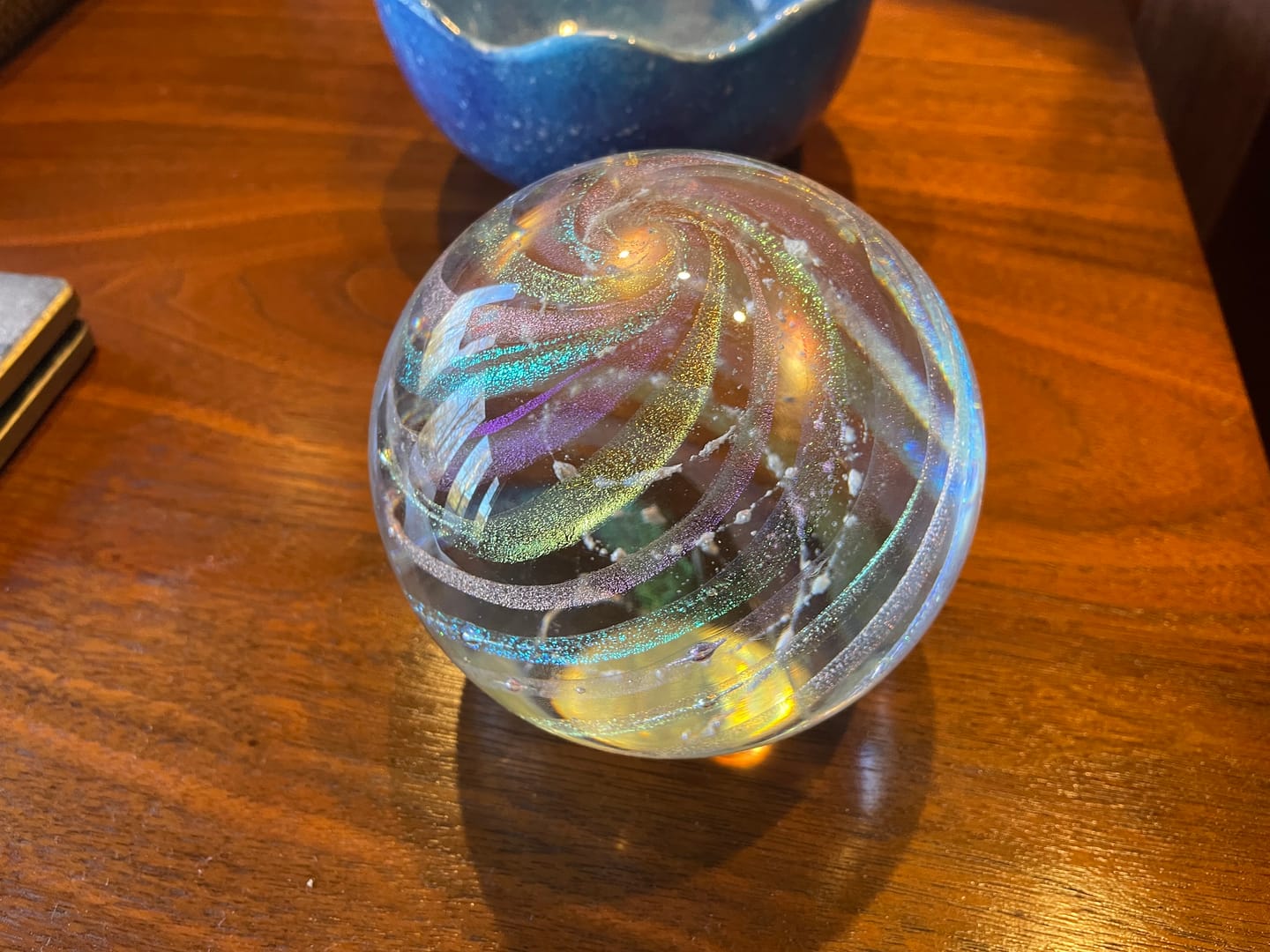 Customer photo review of Dichroic Rainbow Orb with Cremains