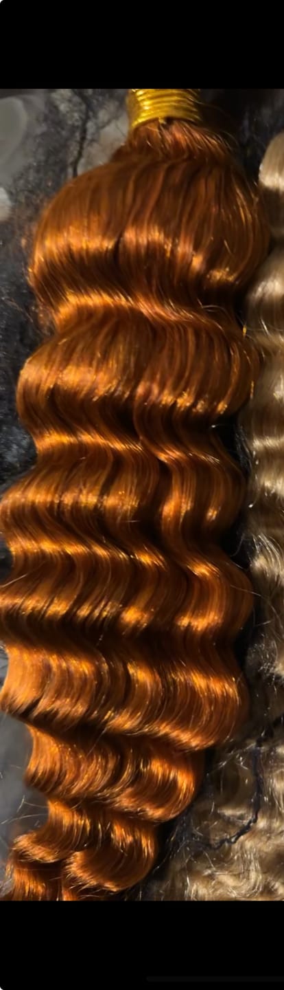 Customer photo review of #350 Flaming Ginger Deep Wave Bulk Hair Extensions for Braiding