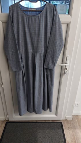 Customer photo review of Robe Louisa - Tartan de coton bleu/camel