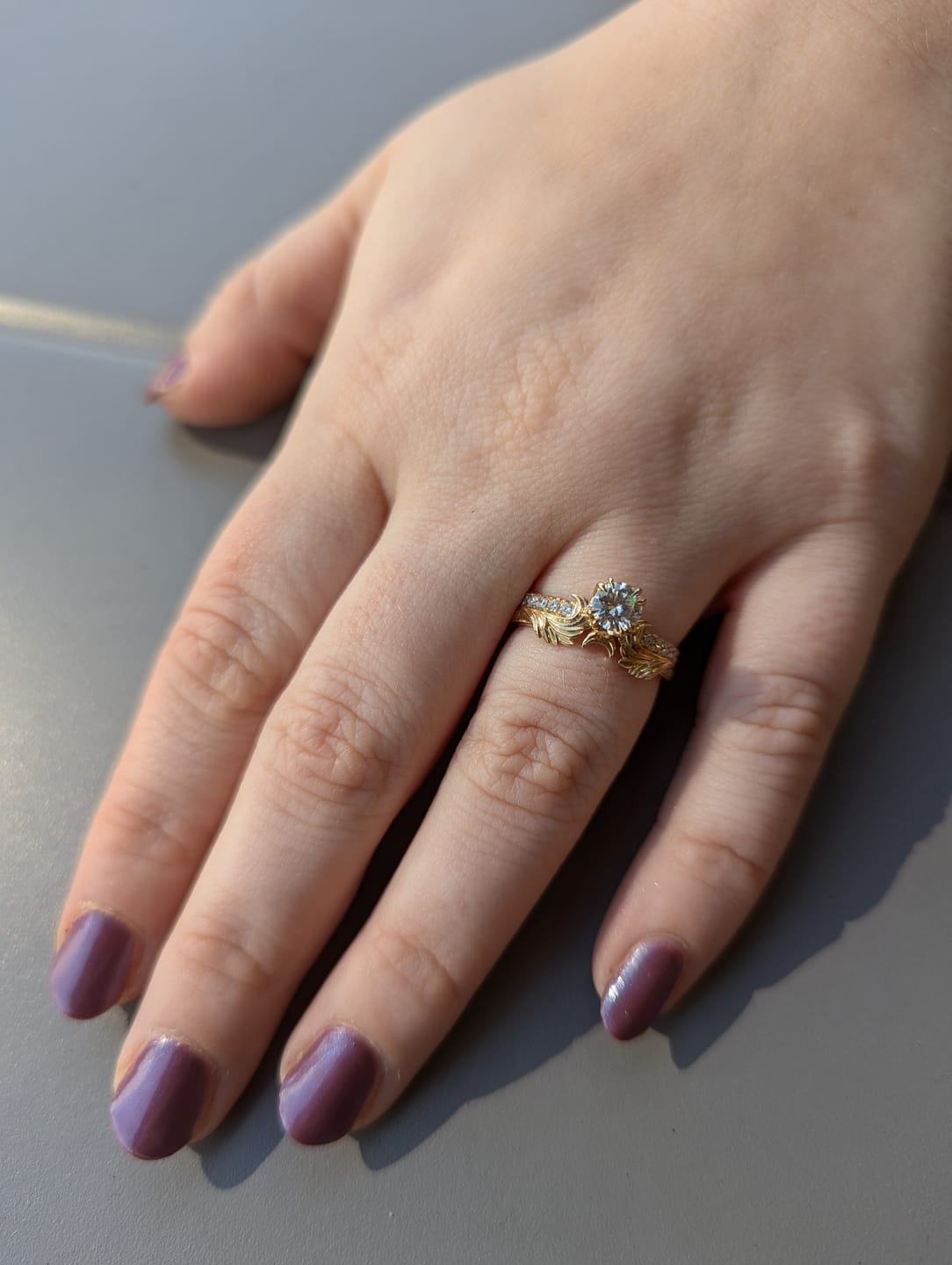 Customer photo review of Phantom Guardian Diamond or Moissanite Moon Engagment Ring