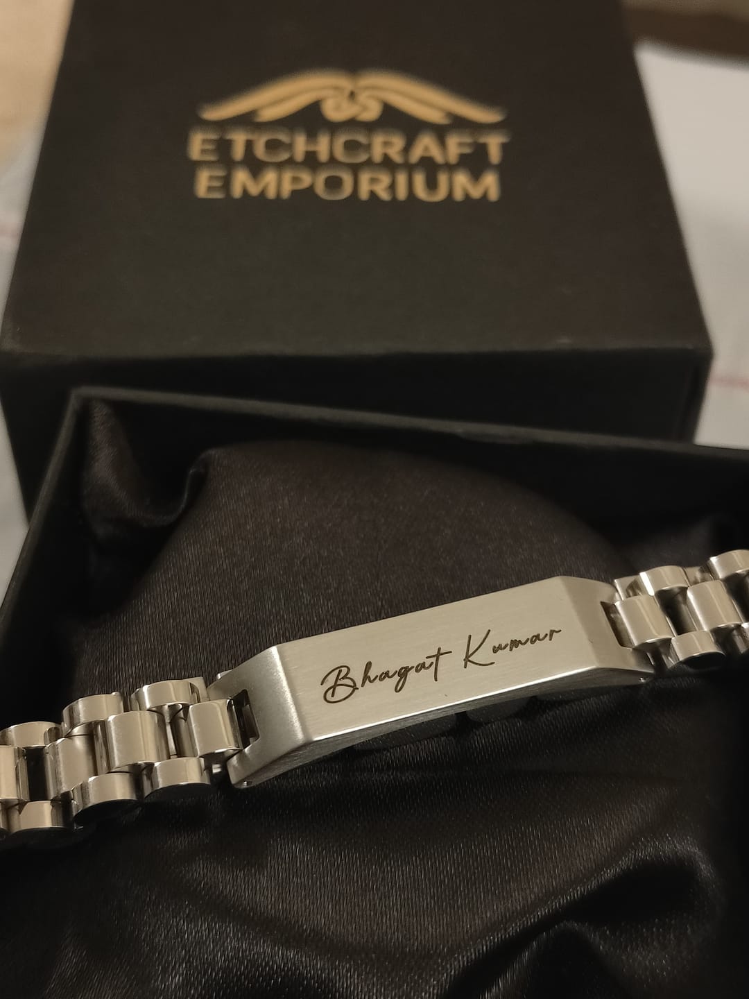 Customer photo review of Personalised Stark Silver Bracelet