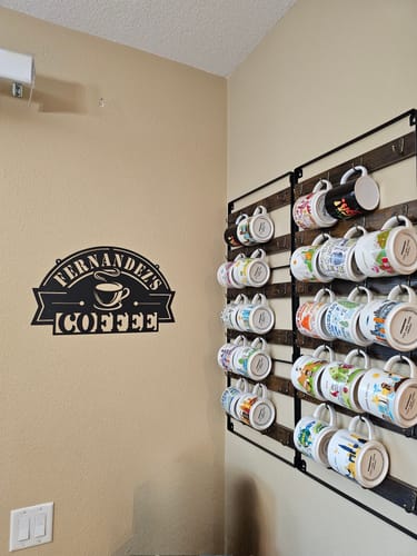 Customer photo review of Personalized Coffee Metal Bar Sign, Custom Kitchen Housewarming Wall Decor, Wedding, Anniversary Art Gift, Metal Laser Cut Metal Signs Custom Gift Ideas