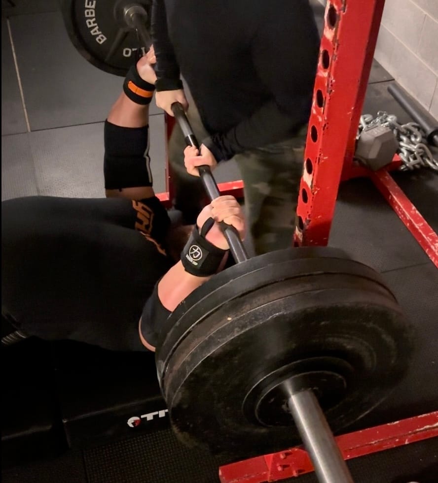 Customer photo review of Stiff Wrist Wraps - Black/Orange - USPA & IPF Approved