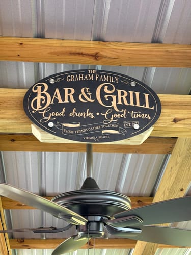Customer photo review of Bar and Grill Sign - Personalized Metal Sign