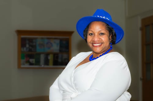 undefined review of Blue Fedora Pearl Band Hat for Women image 1 out of 1