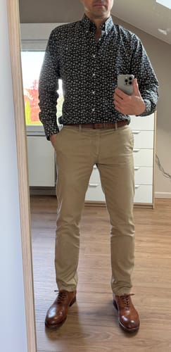 Konstantinos M. review of Vintage Shirt - Long Sleeve with Down Collar - Navy & Olive image 1 out of 1