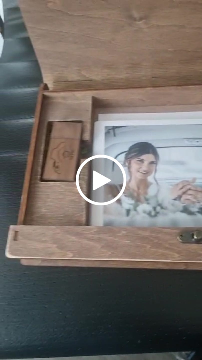 Customer video review of Wedding Photo Box with USB Drive - Wooden Memory Print Box