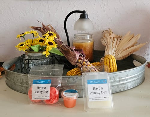 Customer photo review of Have a Peachy Day Clamshell Wax Tart Melts- Super Strong