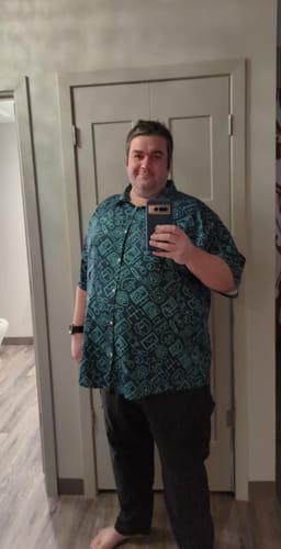 Customer photo review of Floppy Disk Button Up Shirt