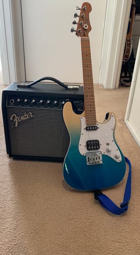 Customer photo review of Flight Pathfinder PATHTTBLST Blue Solid Body Electric Tenor Ukulele with Gigbag, Setup and Free Shipping