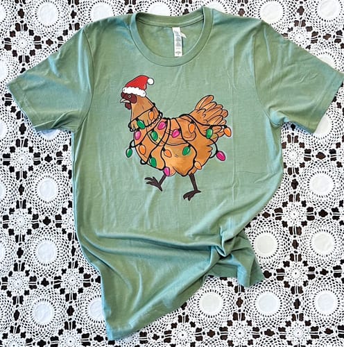 Customer photo review of CHRISTMAS CHICKEN DTF Transfer