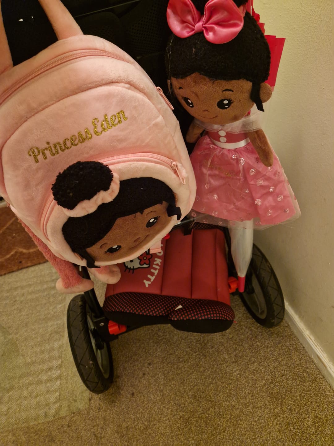 Customer photo review of Personalized Deep Skin Tone Plush Pink Princess Doll