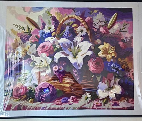 Customer photo review of Flower basket, lilies - Paint by Numbers
