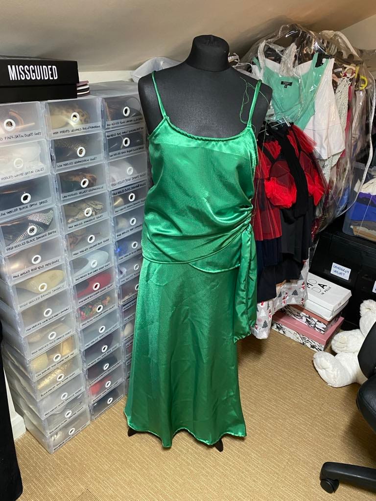 Customer photo review of Per Metre Crepe Backed Satin - 55" Wide (Emerald)