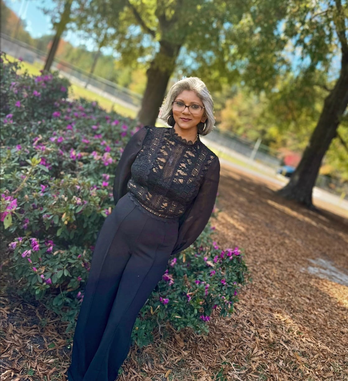 Customer photo review of Nerine Crochet Lace Mesh Jumpsuit - Black