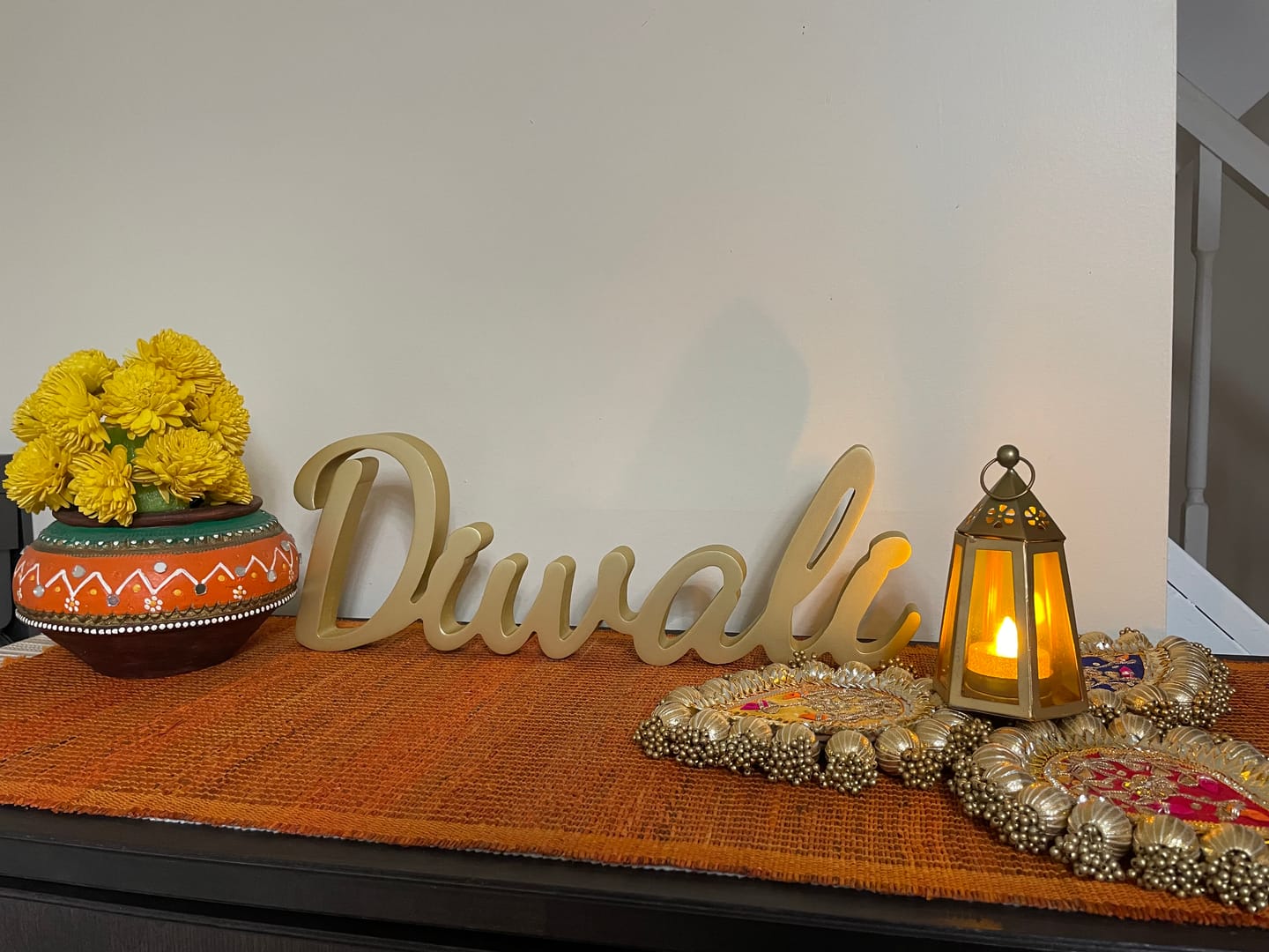 Customer photo review of Traditional Gold Diwali Table Sign