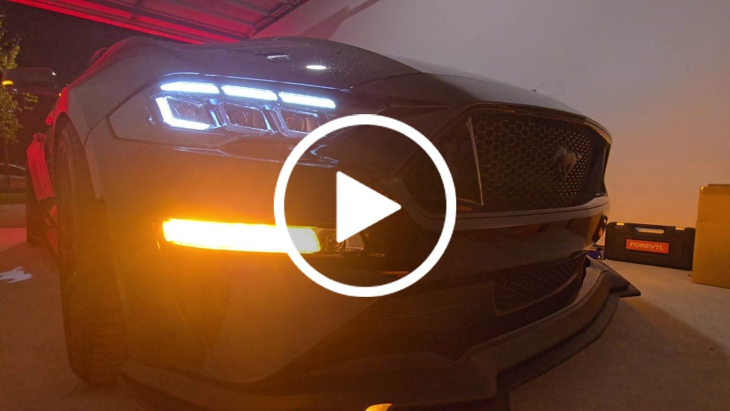 Customer video review of 2018-2023 Ford Mustang Projector Headlights S650 Style LED Amber Sequential Turn Signals
