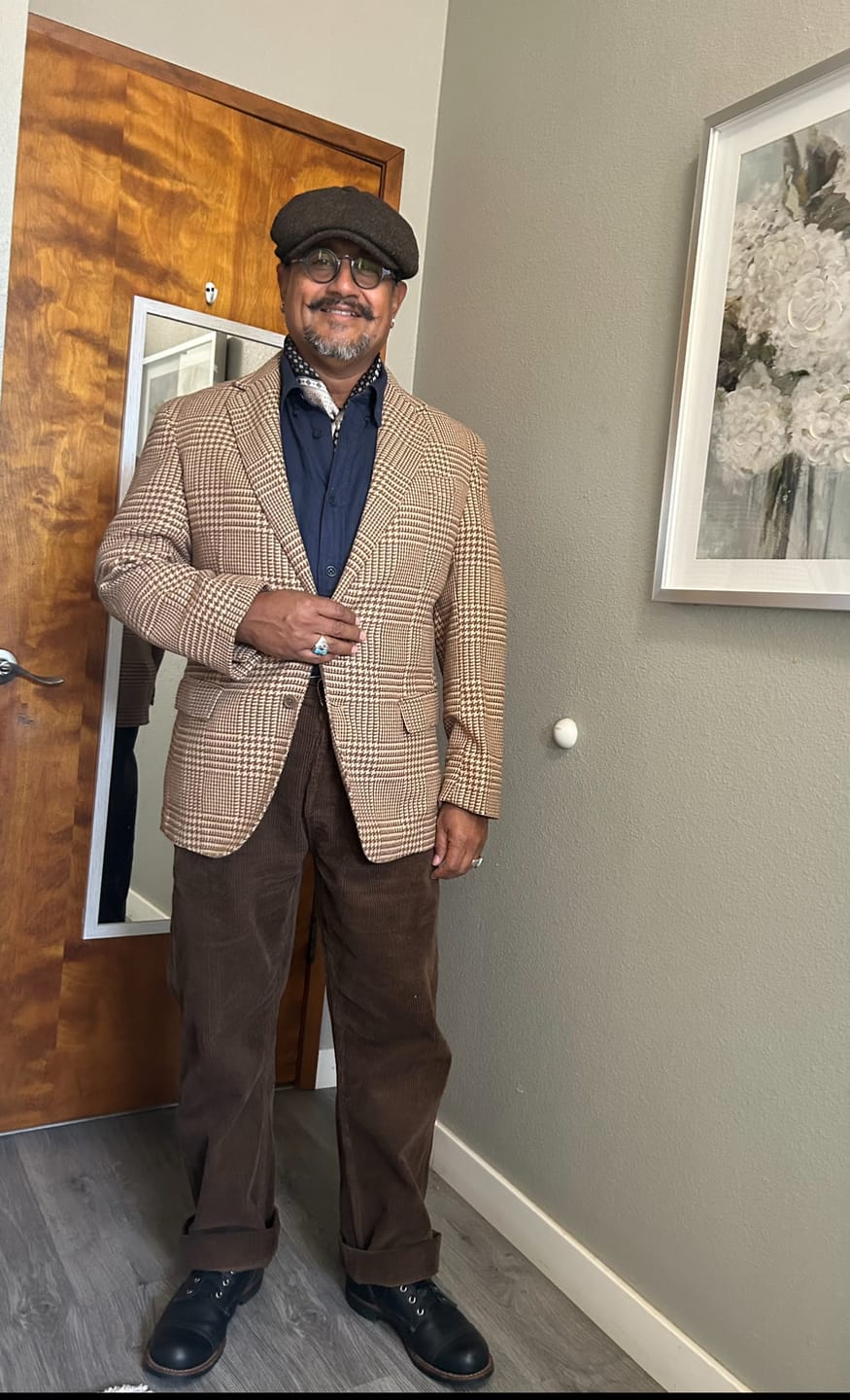 Customer photo review of 1920s 12 oz Corduroy Farmer Work Trousers