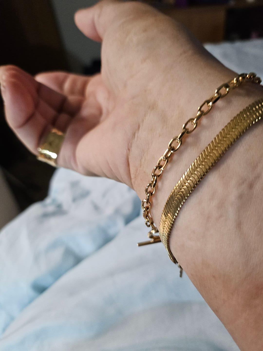 Customer photo review of Cuban T Bar Bracelet