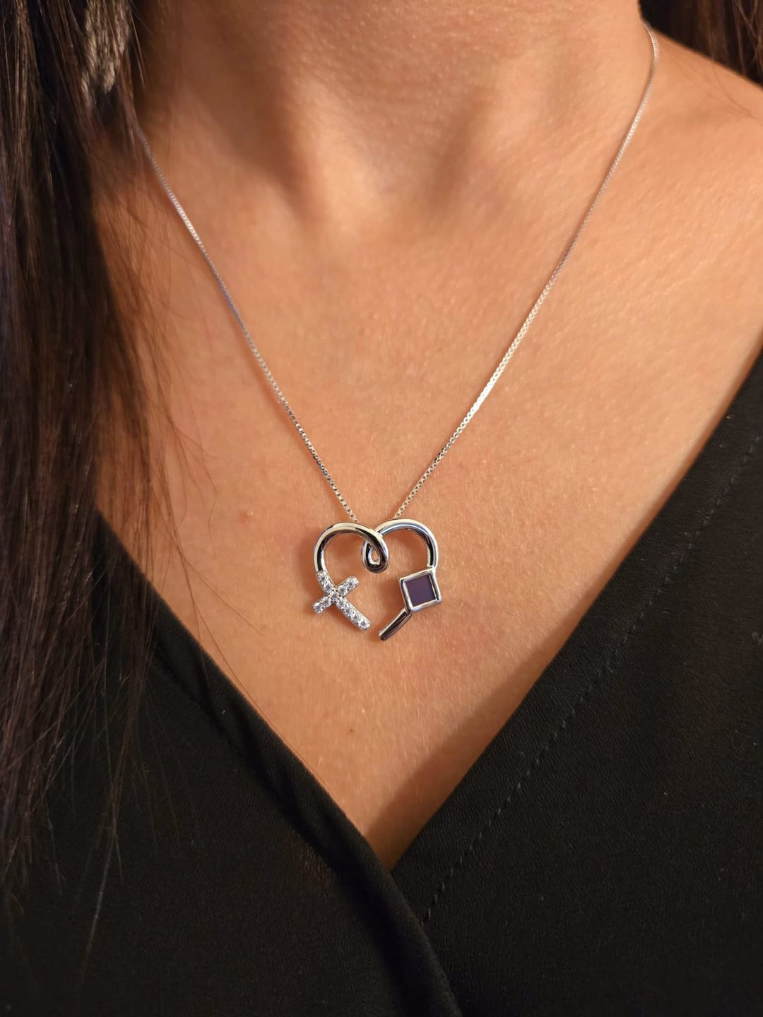 Customer photo review of Heart Cross Necklace