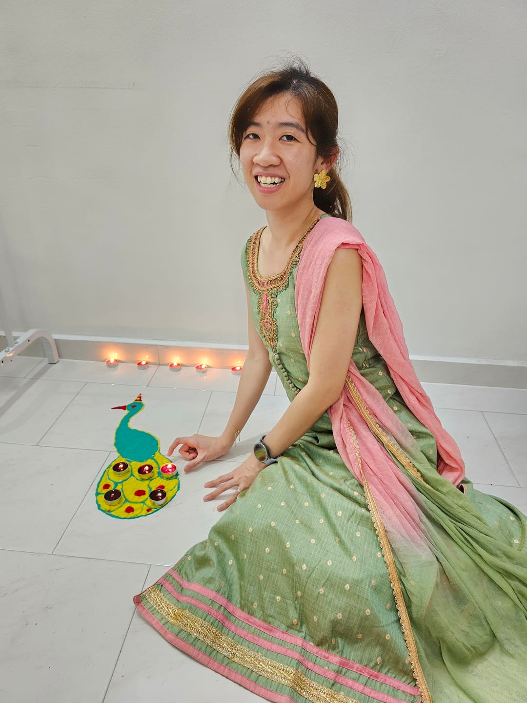 Customer photo review of Gold Blossom Earrings