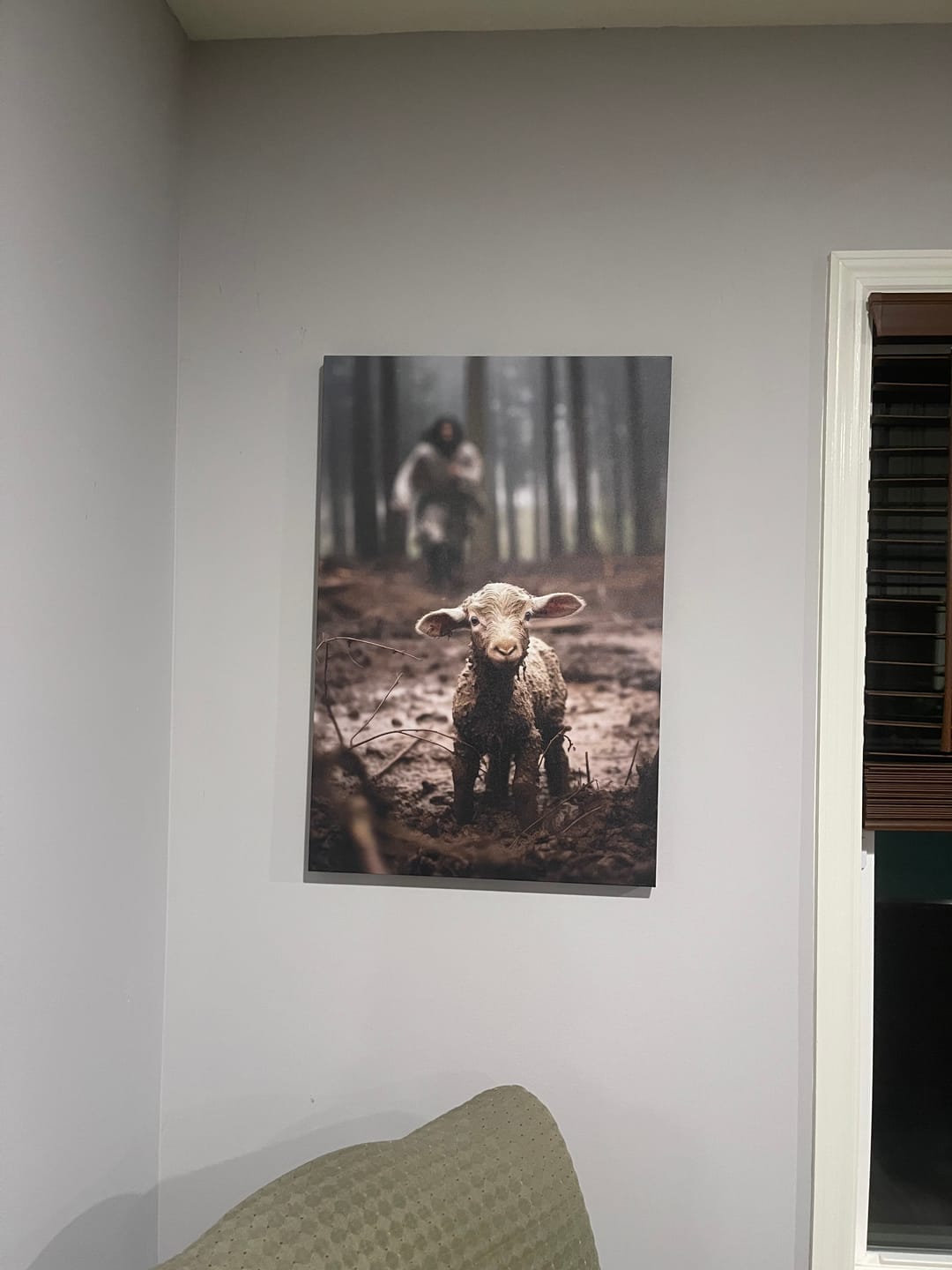 Customer photo review of Jesus Lamb of God, Jesus Running After Lamb, Wall Art Canvas