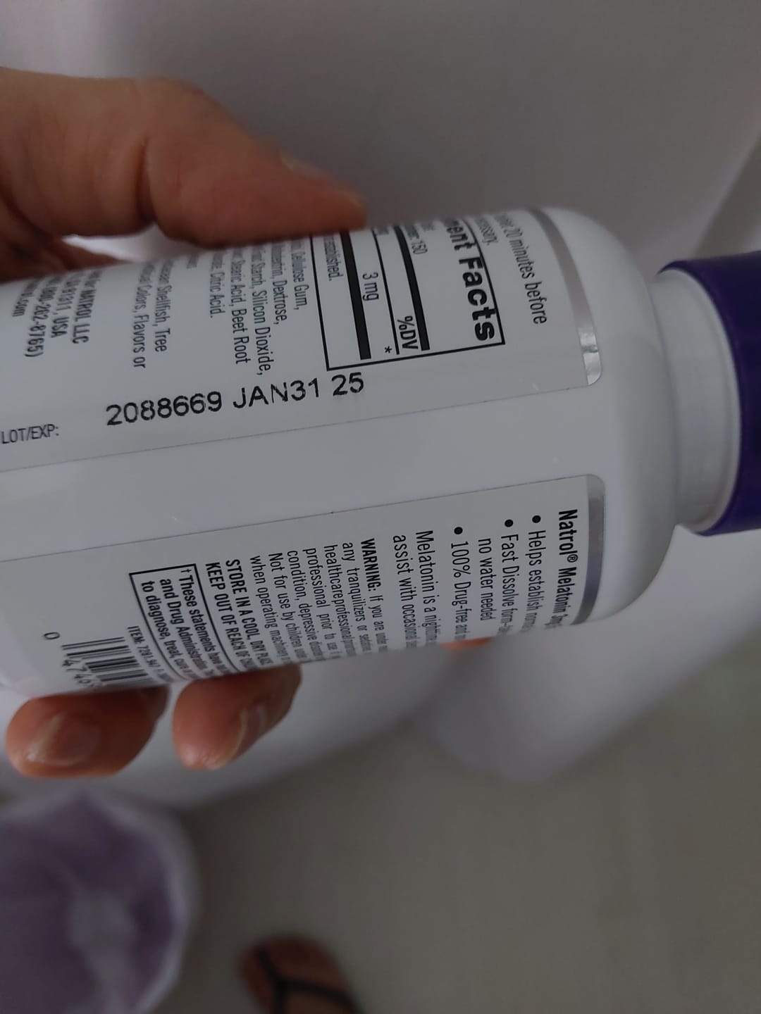 Customer photo review of Natrol Melatonina 3mg Dissolução Rápida 150 Tablets