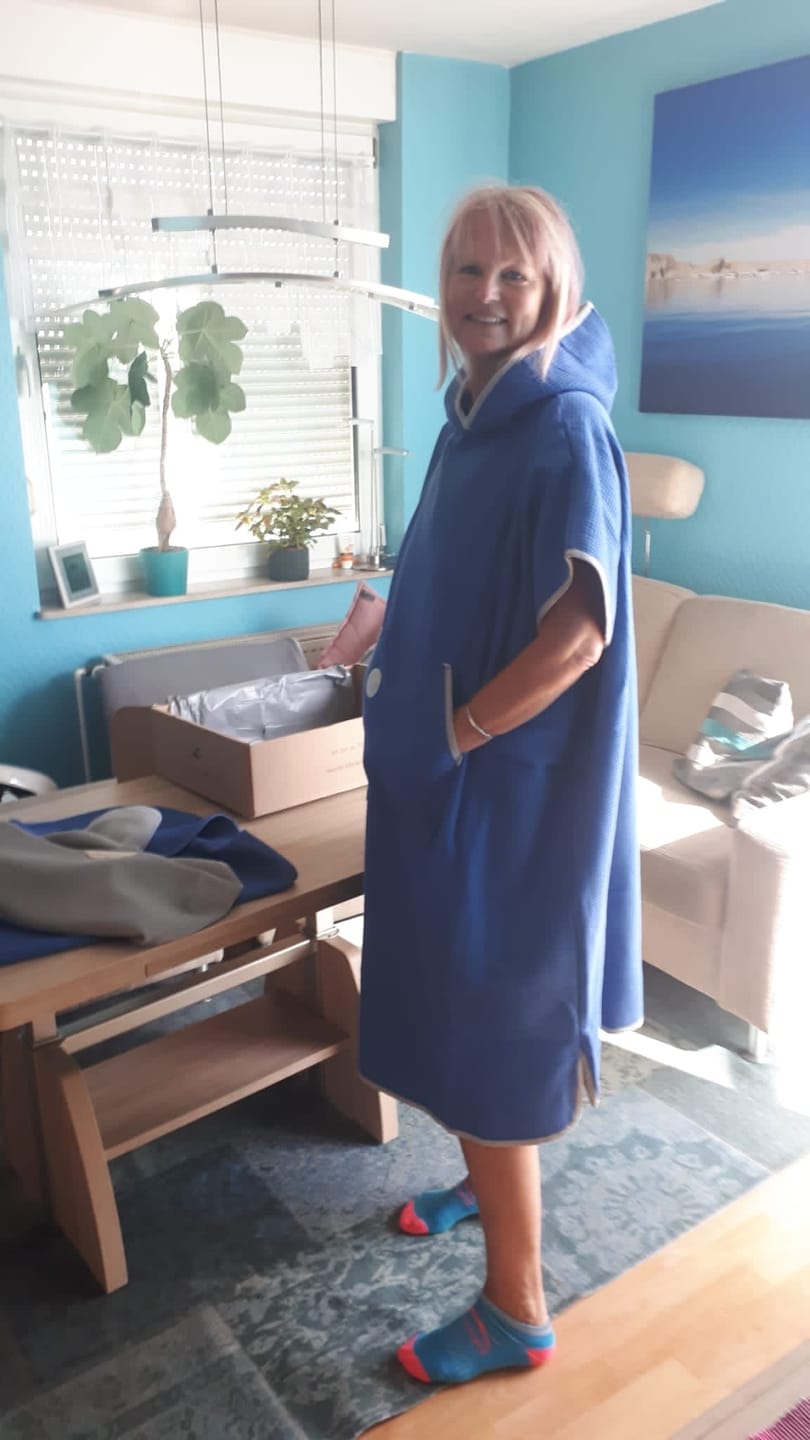 Customer photo review of Strandponcho aus 100% Baumwolle • Azurblau