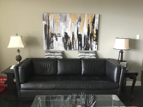 Customer photo review of 'Abstract Golden City' Framed Canvas