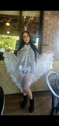 Customer photo review of Just Love Skulls Lace Poncho
