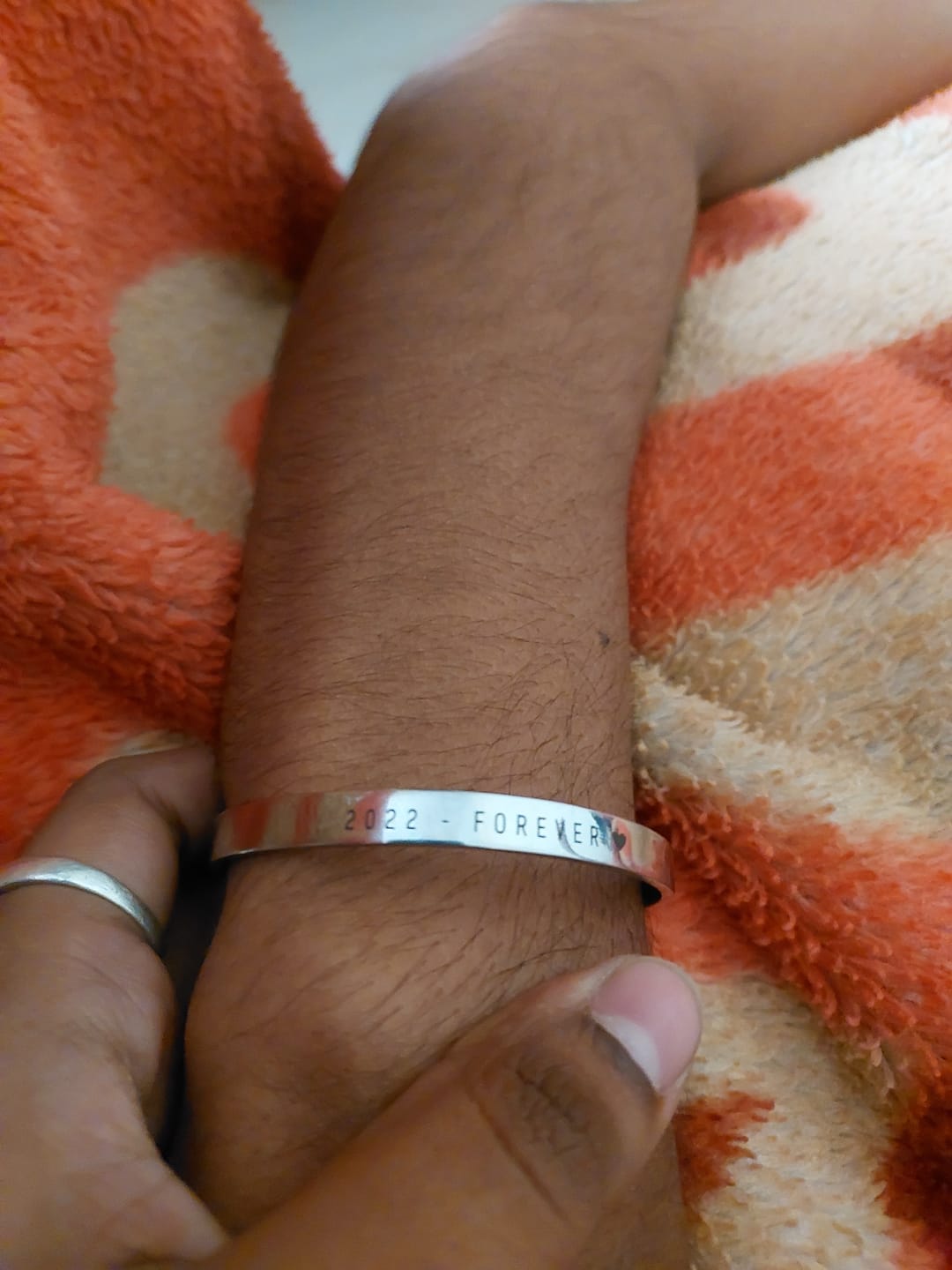 Customer photo review of Personalised Silver Kada