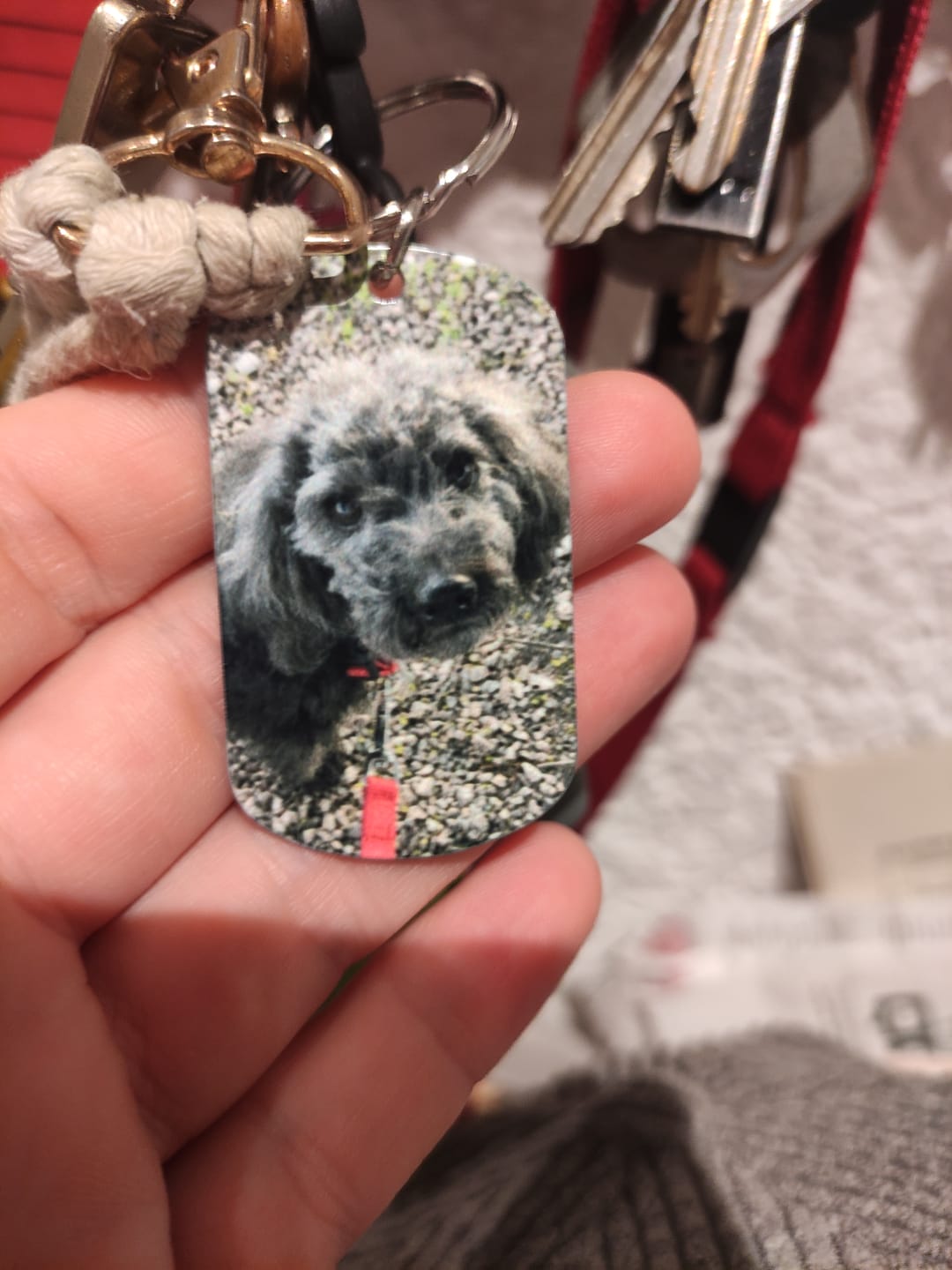 Customer photo review of Für immer im Herzen - Individueller Dog Tag Schlüsselanhänger
