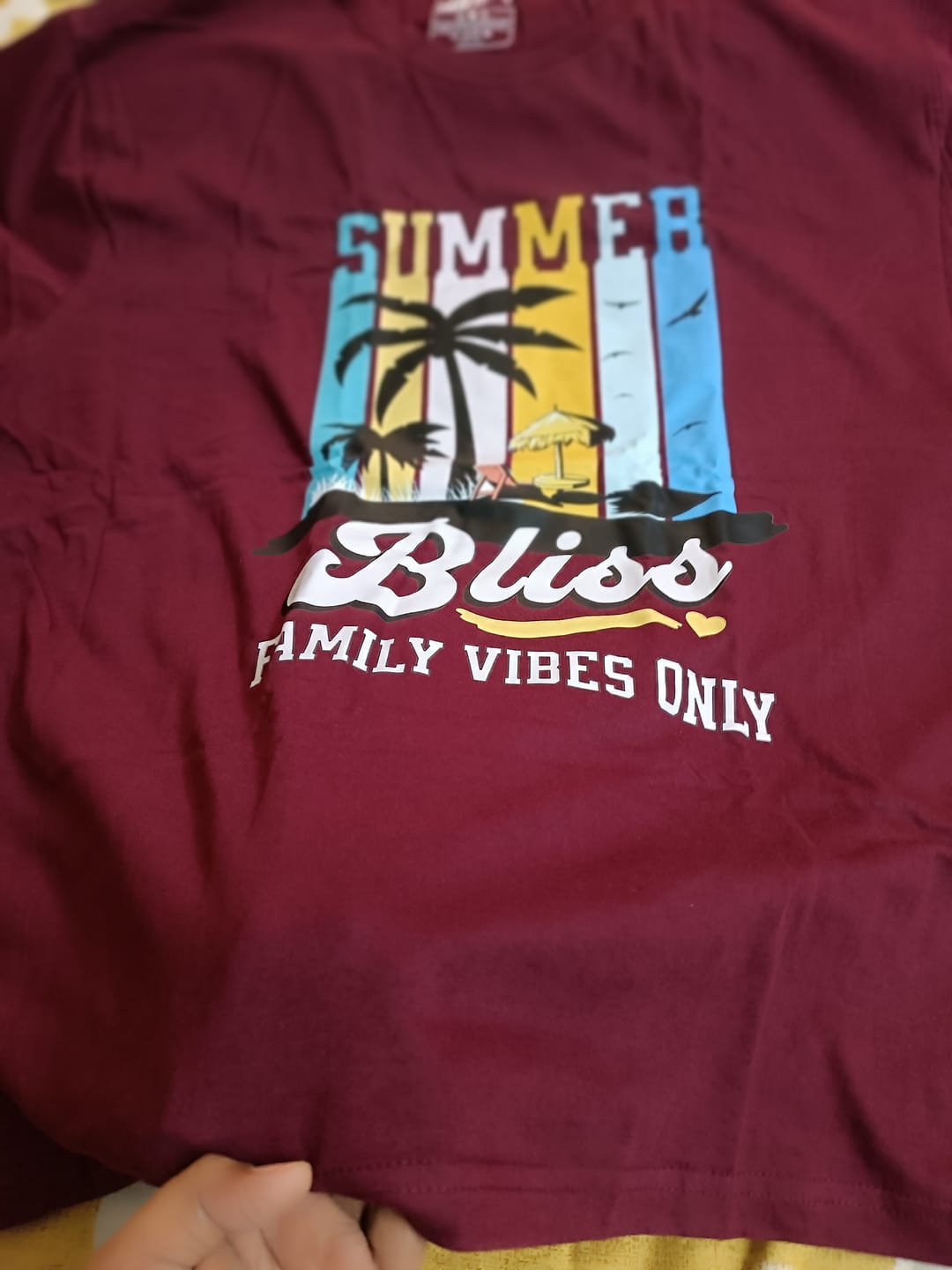 Customer photo review of Summer Bliss: Family Vibes Only Vacation T-Shirt - Perfect for Matching Family Outfits