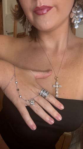 Customer photo review of Madeleine Hand Chain Silver & Crystal