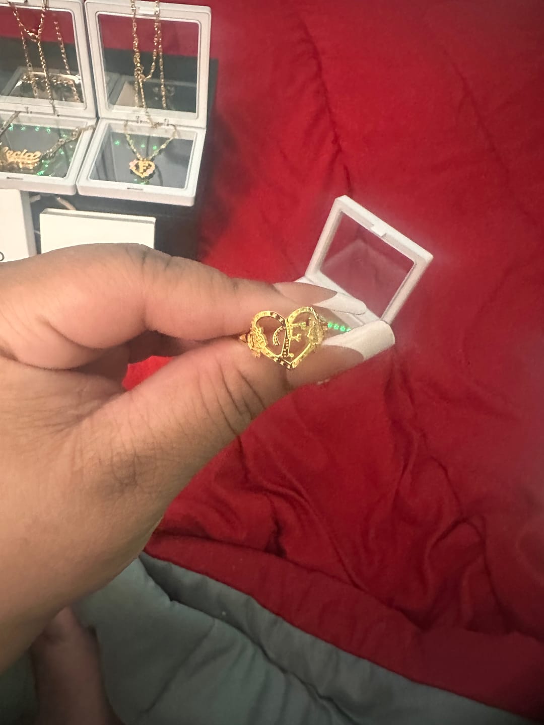 Customer photo review of Heart Initial Ring