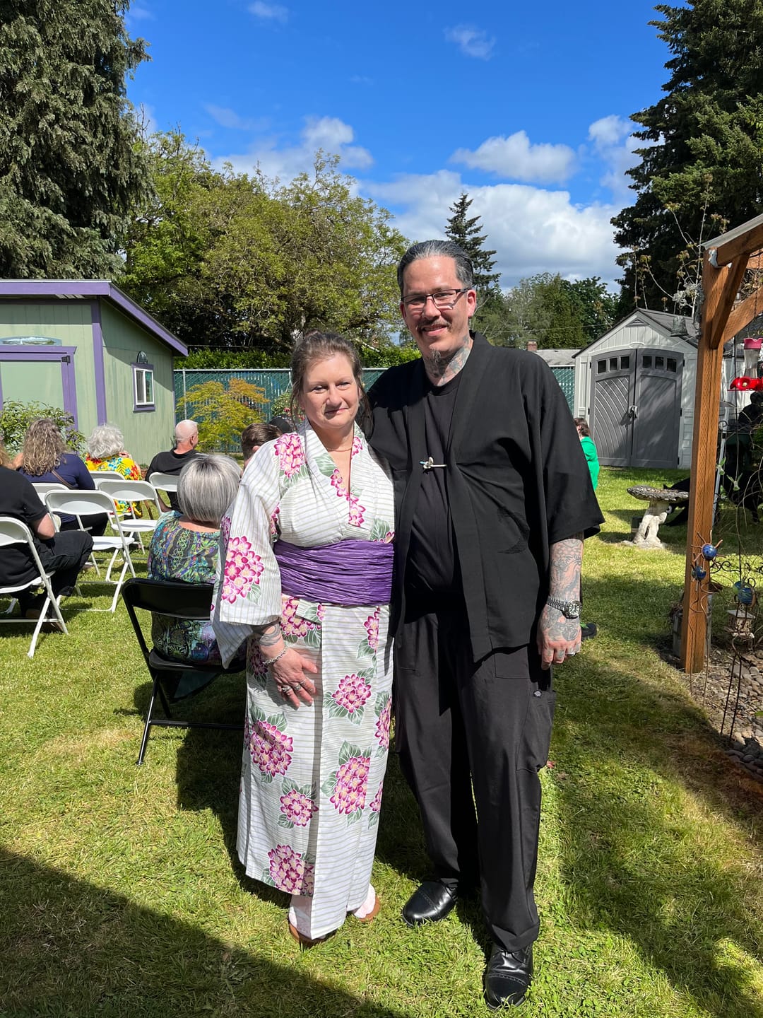 Customer photo review of Yukata Kimono - Purple Hydrangea in Green (Style #2573)