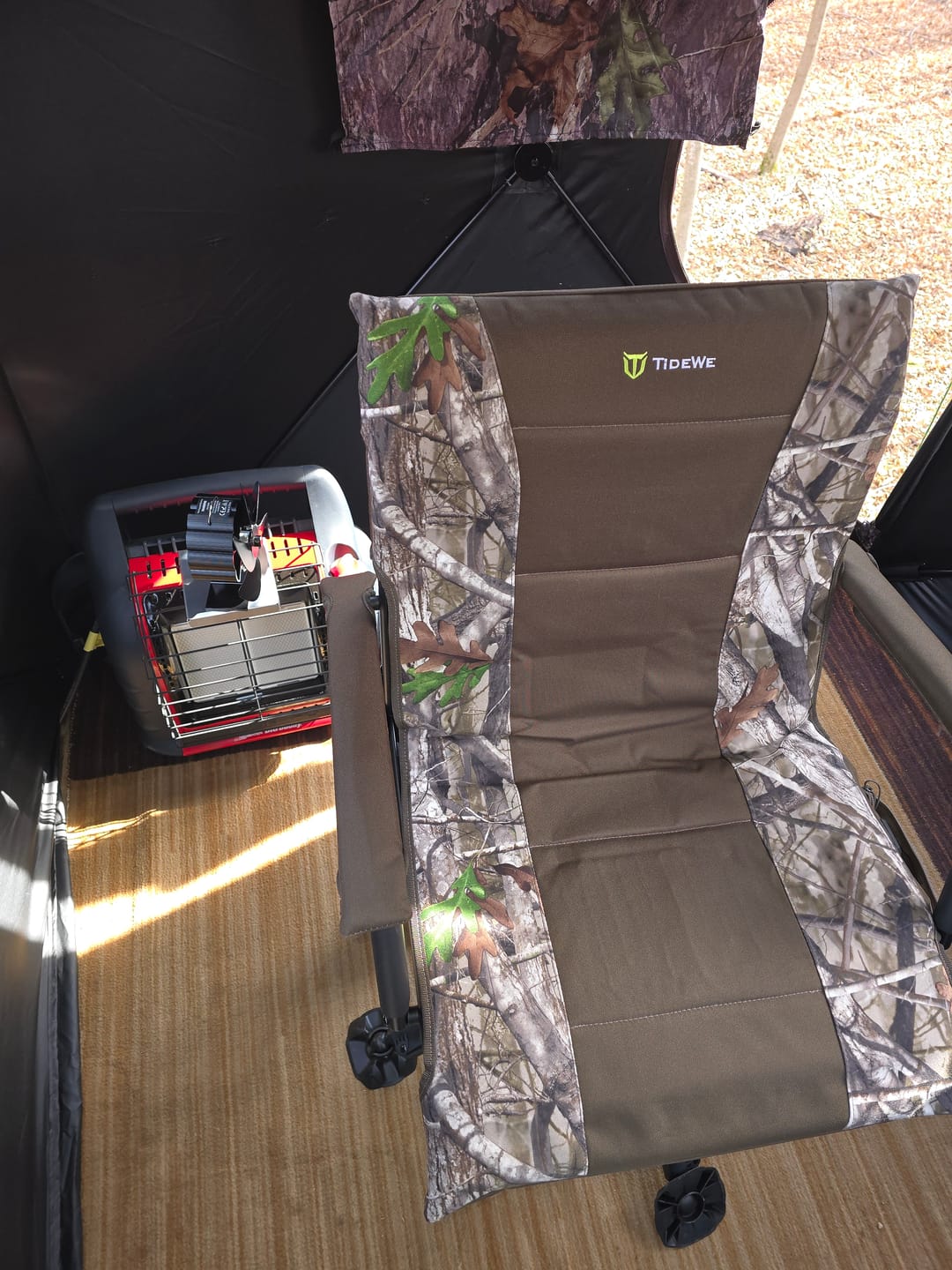 Customer photo review of TideWe Heated Hunting Chair Adjustable Height 360°  Swivel Blind Chair With Armrests