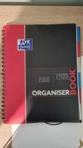 Avis photo d'un client sur Cahier à spirales ORGANISER BOOK OXFORD # Couverture polypro - 160 pages A4 détachables - ligné