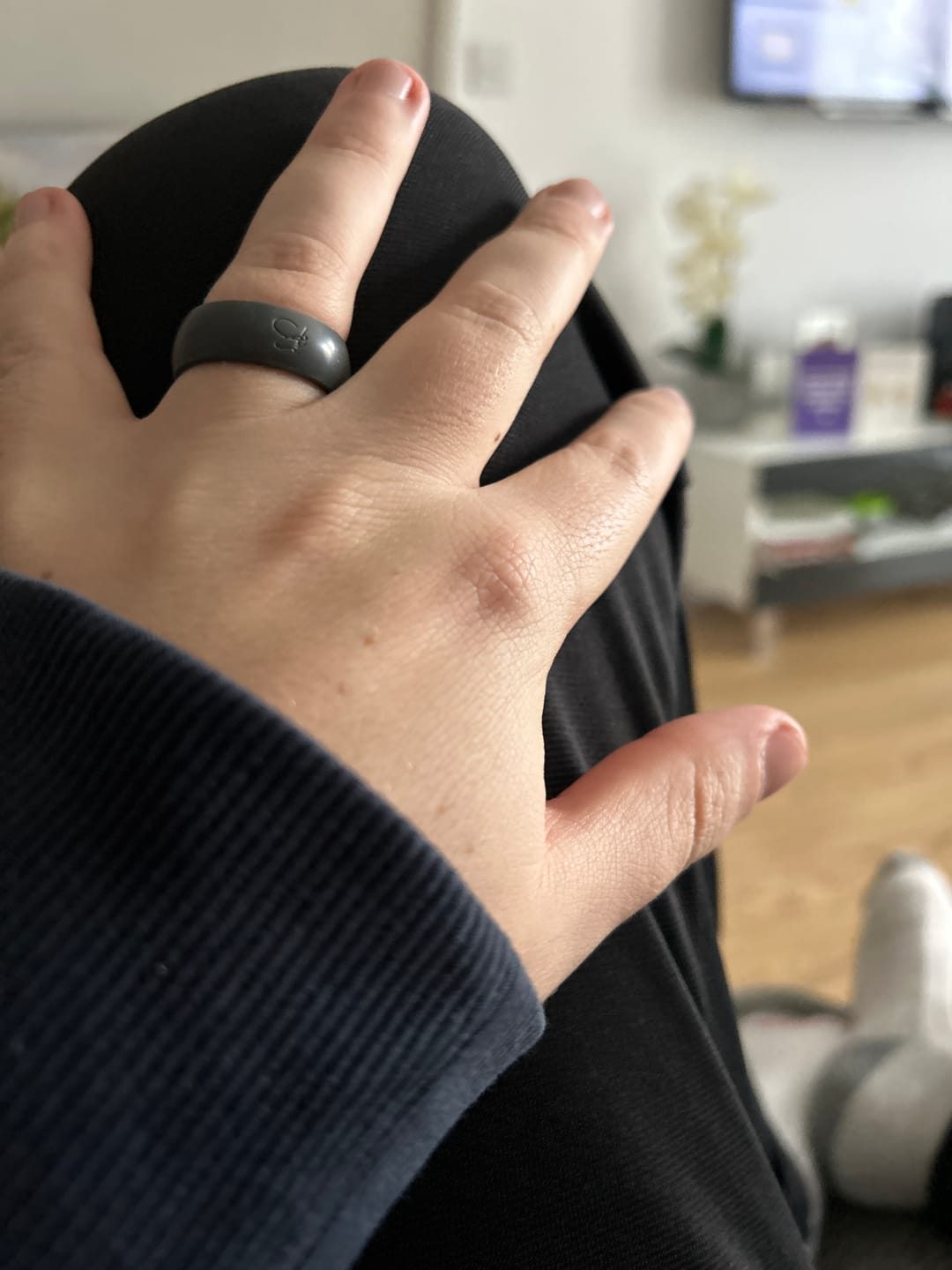 Customer photo review of botthms Charcoal Active Silicone Ring