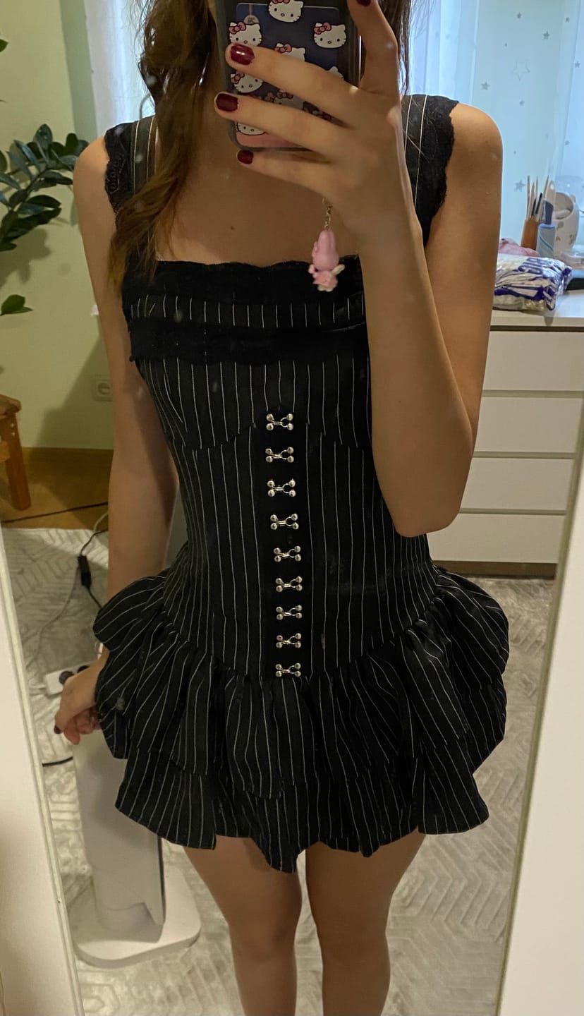 Customer photo review of Grunge Doll Stripes Flared Romper Dress 2.0