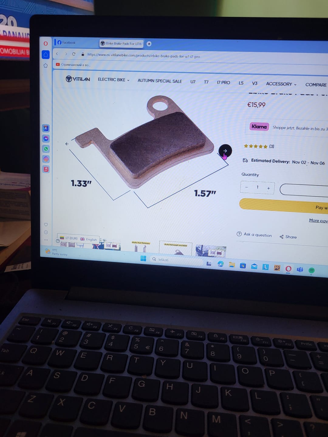 Customer photo review of Ebike Brake Pads For U7&I7 PRO