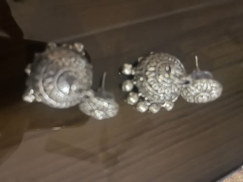 Customer photo review of Buransh Silver Jhumki Earring