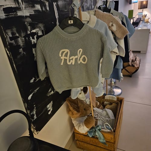 Customer photo review of Hand Knitted Personalized Sweater